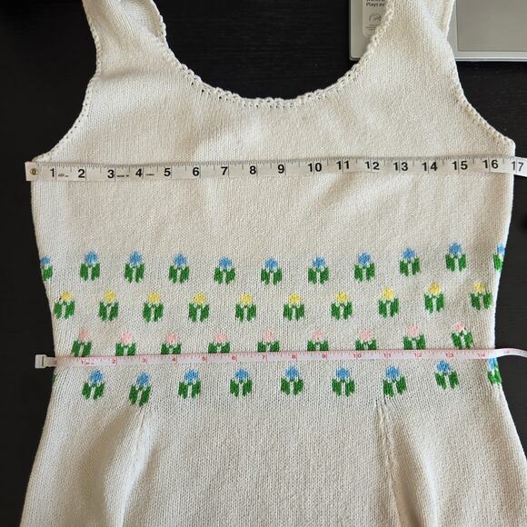 Vintage Tennisknit by Hampton Court Mini Knit Dress Floral 1970s Rare Women - Picture 11 of 11